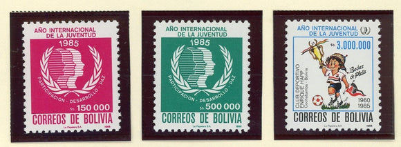 Bolivia Scott #727-729 MNH Int'l Youth Year CV$10+ 427658