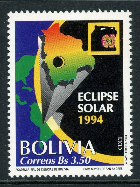 Bolivia Scott #923 MNH Solar Eclipse Maps CV$4+ 429955