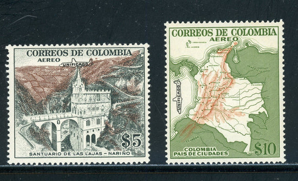 Colombia Scott #C252-C253 MNH Shrine & Map HIVALS Unificado Bridge CV$37+ 430108