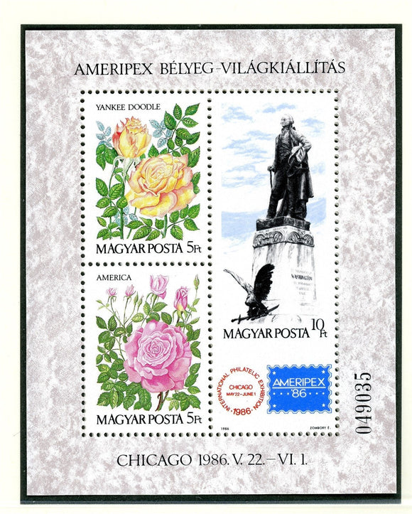 Hungary Scott #2987 MNH S/S AMERIPEX '86 Flowers Philately $$ 434740