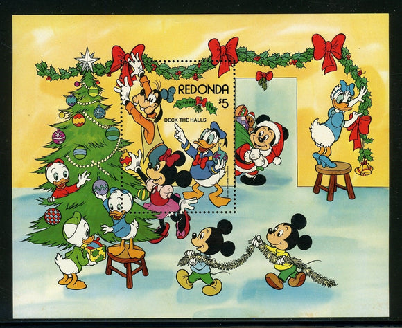Redonda MNH S/S Disney Characters Christmas 1983 Mickey $$ 434932