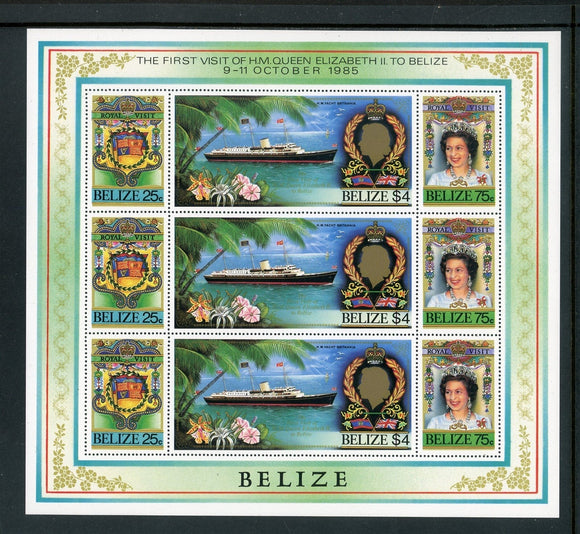 Belize Scott #784a MNH SHEET of 3 Strips Royal Visit CV$26+ 435207