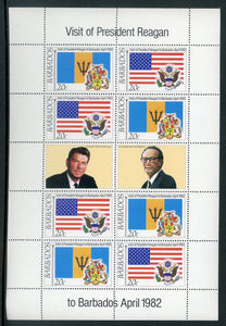 Barbados Scott #584a MNH SHEET of 4 PAIRS Visit of President Reagan CV$5+ 435211