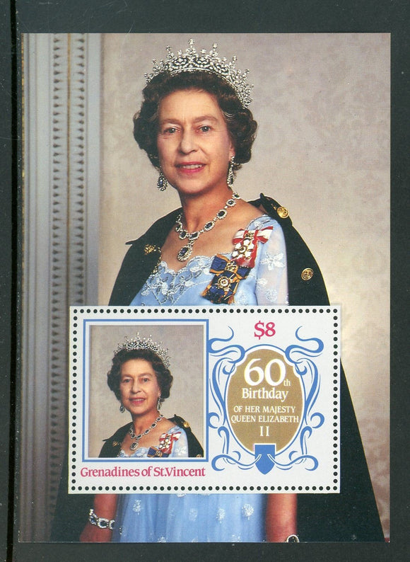 St. Vincent Grenadines Scott #518 MNH S/S Queen Elizabeth II 60th $$ 435219