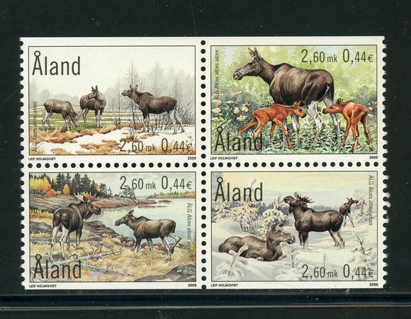 Aland Islands Scott #165a MNH BLOCK Elk FAUNA $$ 439208