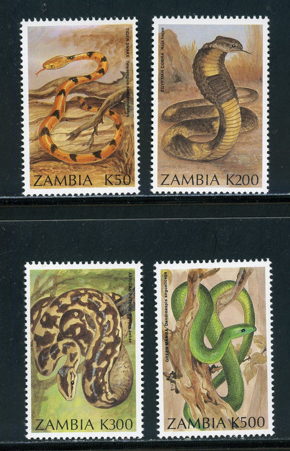 Zambia Scott #639-642 MNH Snakes Reptiles FAUNA Animals CV$8+ 439251