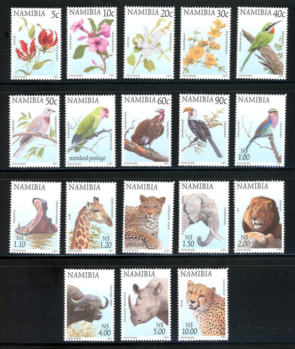 Namibia Scott #853-870 MNH Fauna Animals and Flora Flowers CV$9+ 439274