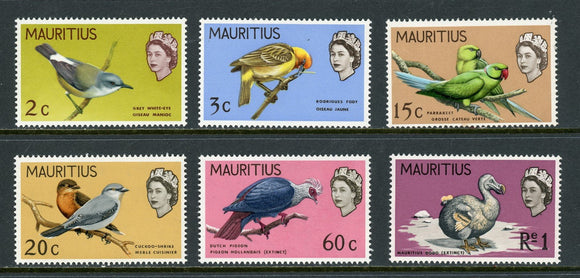 Mauritius Scott #327-332 MNH Birds FAUNA CV$11+ 439396