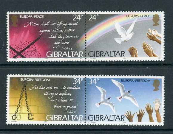 Gibraltar Scott #677a//679a MH PAIRS Peace and Freedom EUROPA CV$7+ 439406