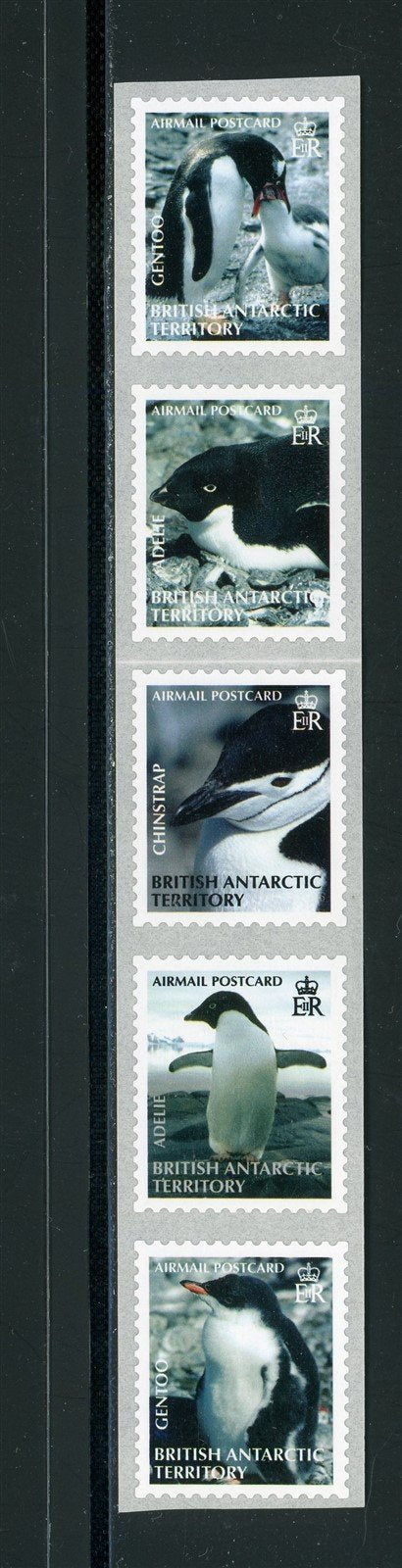 British Antarctic Territory Scott #C22a SA STRIP Penguins FAUNA CV$13+ 439408
