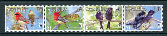 Seychelles Scott #874-878 MNH STRIP Aldabra Birds WWF FAUNA $$ 439429