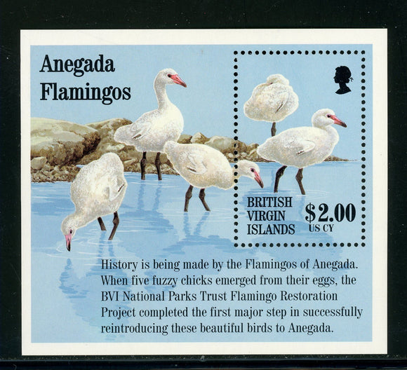 Virgin Islands Scott #815 MNH S/S Flamingos Birds FAUNA CV$8+ 439435