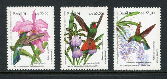Brazil Scott #2335-2337 MNH Orchids and Hummingbirds FAUNA $$ 439445
