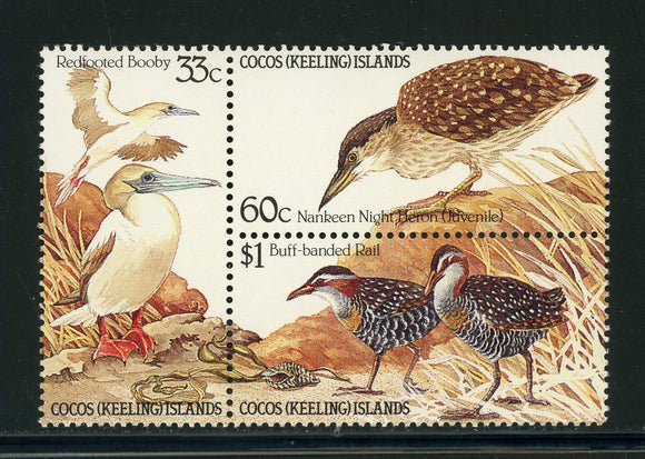 Cocos Islands Scott #134a MNH BLOCK Birds FAUNA CV$9+ 439452