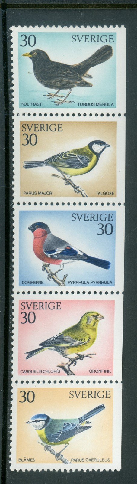 Sweden Scott #877a MNH STRIP of 5 Birds FAUNA CV$8+ 439460