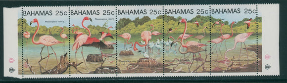 Bahamas Scott #509 MNH STRIP Flamingos Birds FAUNA CV$12+ 439466
