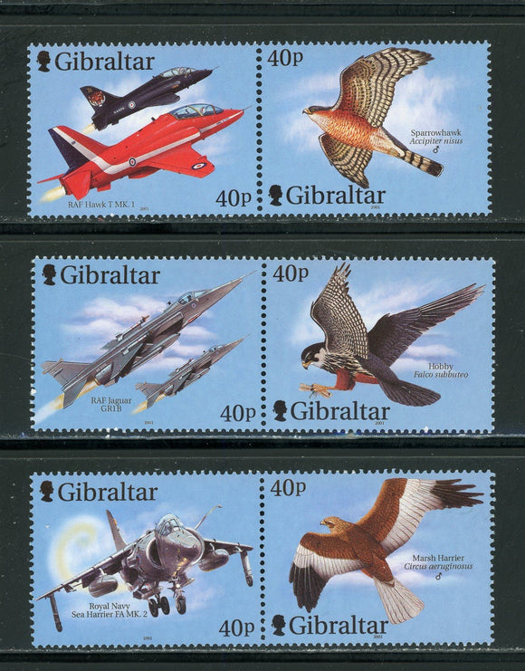Gibraltar Scott #887-889 MNH PAIRS Birds FAUNA Aviation CV$8+ 439468