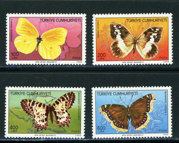 Turkey Scott #2421-2424 MNH Butterflies Insects FAUNA CV$15+ 439488