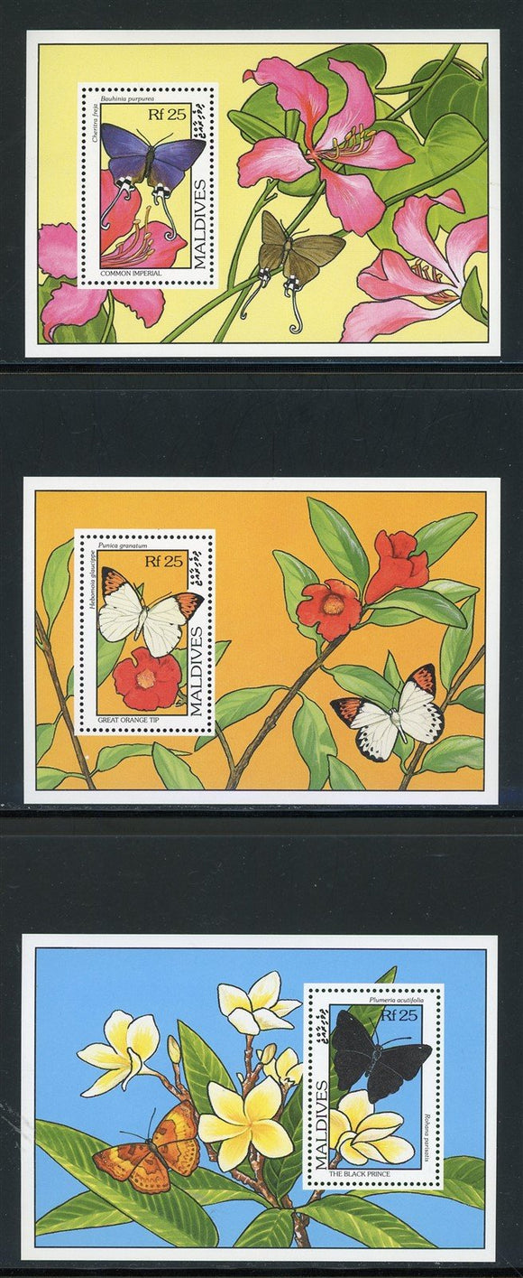 Maldive Islands Scott #1905-1907 MNH S/S Butterflies Insects FAUNA CV$22+ 439491