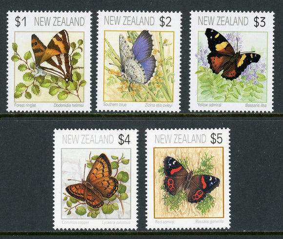 New Zealand Scott #1075-1079 MNH Butterflies Insects FAUNA CV$19+ 439495