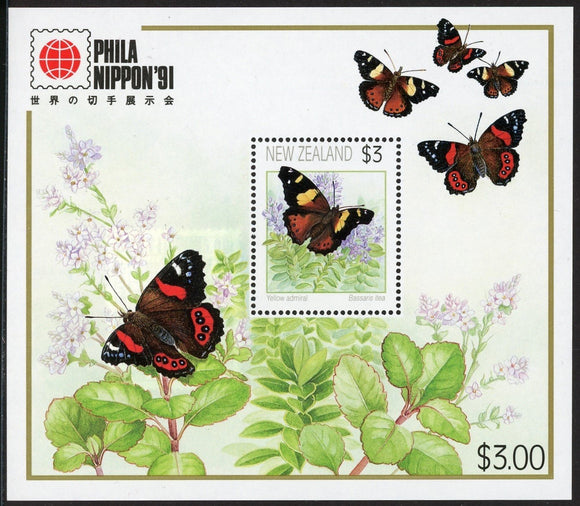 New Zealand Scott #1077a MNH S/S Butterflies FAUNA Phila Nippon CV$10+ 439496