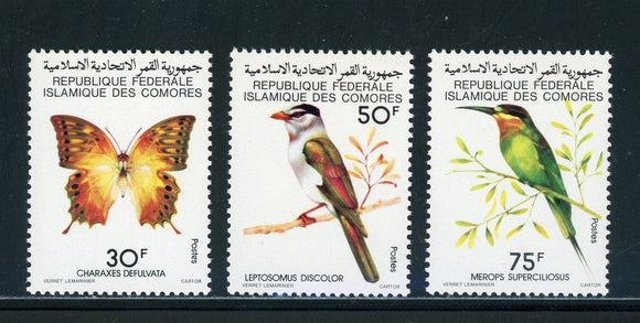 Comoro Islands Scott #426-428 MH Butterflies Birds FAUNA CV$14+ 439547