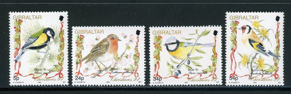 Gibraltar Scott #668-671 MNH Christmas Song Birds FAUNA CV$9+ 439574