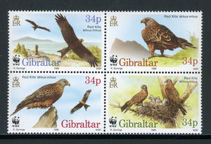 Gibraltar Scott #716 MNH BLOCK of 4 Birds WWF FAUNA CV$7+ 439575