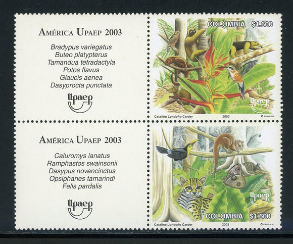 Colombia Scott #1214 MNH PAIR America Issue UPAEP Birds FAUNA CV$6+ 439610