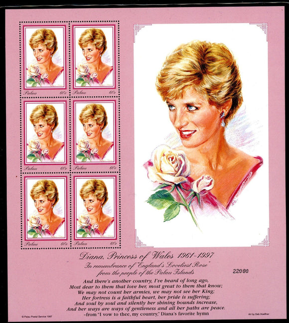 Palau Scott #440 MNH SHEET of 6 Princess Diana 1961-1997 CV$7+ 439631