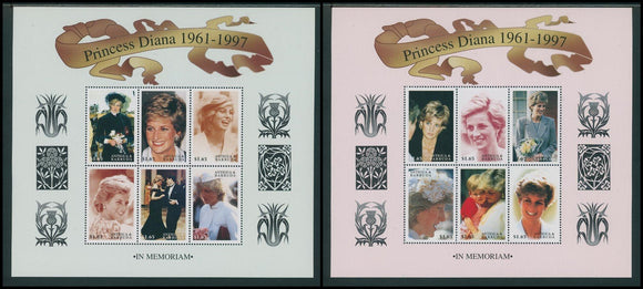 Antigua Scott #2119-2120 MNH SHEETS of 6 Princess Diana 1961-1997 CV$12+ 439634