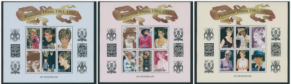 Togo Scott #1805-1807 MNH SHEETS of 6 Princess Diana 1961-1997 CV$18+ 439635