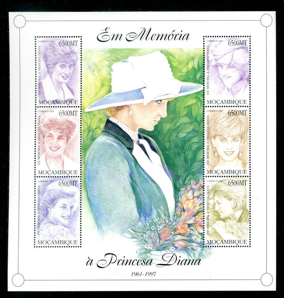 Mozambique Scott #1335 MNH SHEET of 6 Princess Diana 1961-1997 $$ 439647