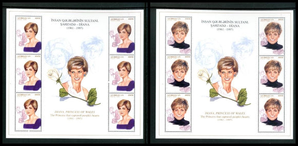 Azerbaijan Scott #669-670 MNH SHEETS of 6 Princess Diana 1961-1997 CV$10+ 439652