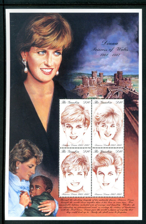 Gambia Scott #2014 MNH SHEET of 4 Princess Diana 1961-1997 CV$7+ 439658