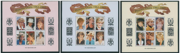 Burkina Faso Scott #1091-1093 MNH SHEETS Princess Diana 1961-1997 CV$39+ 439659