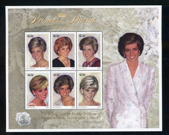 Guyana Scott #3234 MNH SHEET of 6 Princess Diana 1961-1997 CV$8+ 439666