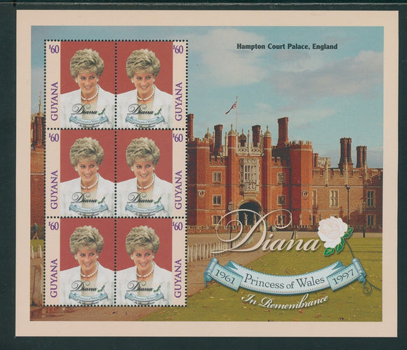 Guyana Scott #3336 MNH SHEET of 3 PAIRS Princess Diana 1961-1997 CV$6+ 439668