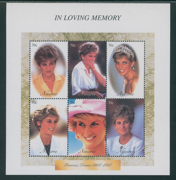 Nauru Scott #452 MNH SHEET of 6 Princess Diana 1961-1997 CV$5+ 439674