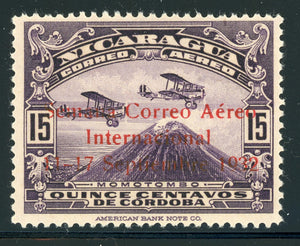 NICARAGUA MH AIR POST: MAXWELL #A30 15c AIR MAIL WEEK CV$70+