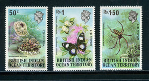 BIOT Scott #54-56 MNH Wildlife Butterflies FAUNA CV$12+ 441776