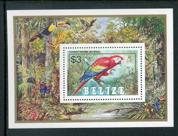 Belize Scott #740 MNH S/S Scarlet Macaw Birds FAUNA CV$6+ 441886