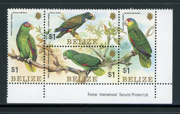 Belize Scott #739 MNH BLOCK Scarlet Macaw Birds FAUNA CV$13+ 441893