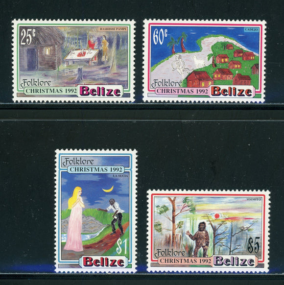 Belize Scott #999-1002 MVLH Christmas 1992 Folklore CV$11+ 441896