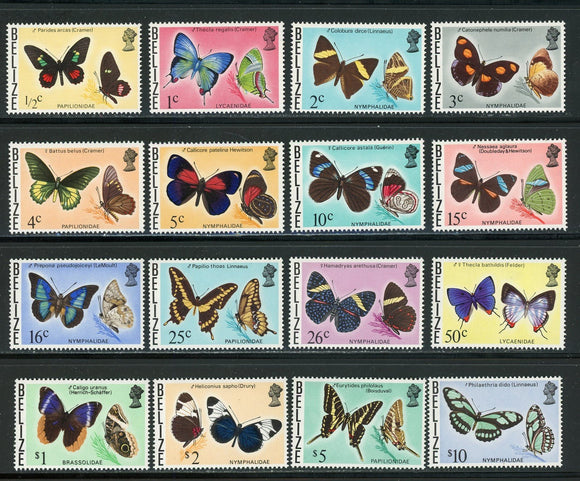 Belize Scott #345-360 MNH Butterflies Insects FAUNA CV$78+ 441902