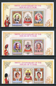 Belize Scott #733a//737a-1 MNH PAIRS House of Tudor 500th ANN $$ 441919