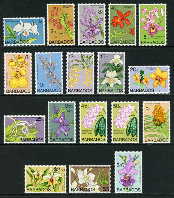 Barbados Scott #396-411 MNH Orchids Flowers FLORA CV$51+ 441940
