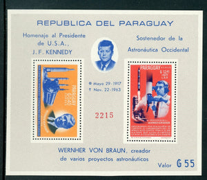 Paraguay Scott #841a MNH S/S JFK and Von Braun SPACE CV$24+ 442037