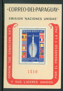 Paraguay Scott #835a MNH S/S United Nations SPACE FLAGS CV$32+ 442089