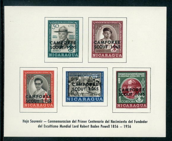 Nicaragua note after Scott #C386a MNH S/S Scout Jamboree 1965 CV$10+ 442145